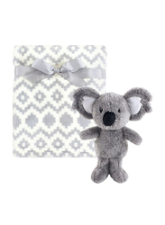 Hudson Baby 2-Piece Snuggly Koala Plush Blanket & Toy Set Baby Unisex, 0-6 Months, Grey