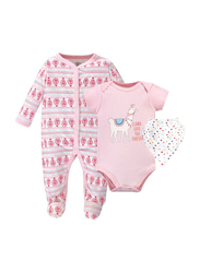 Little Treasure Llama Love You Forever Layette Set for Baby Girls, 3 Pieces, 3-6 Months, Pink
