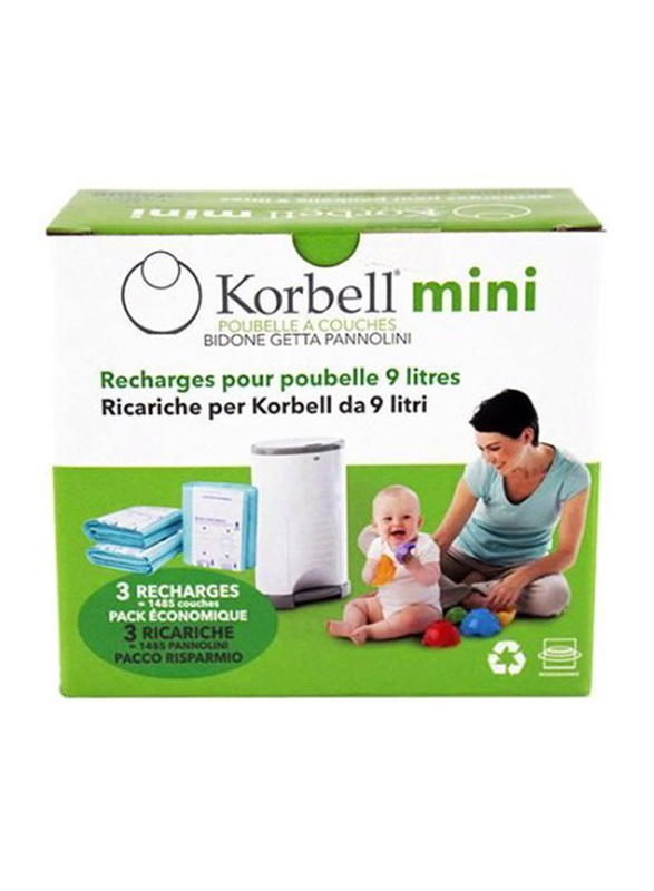 Korbell 9L Mini Nappy Disposal Bin Refill for Kids, Green