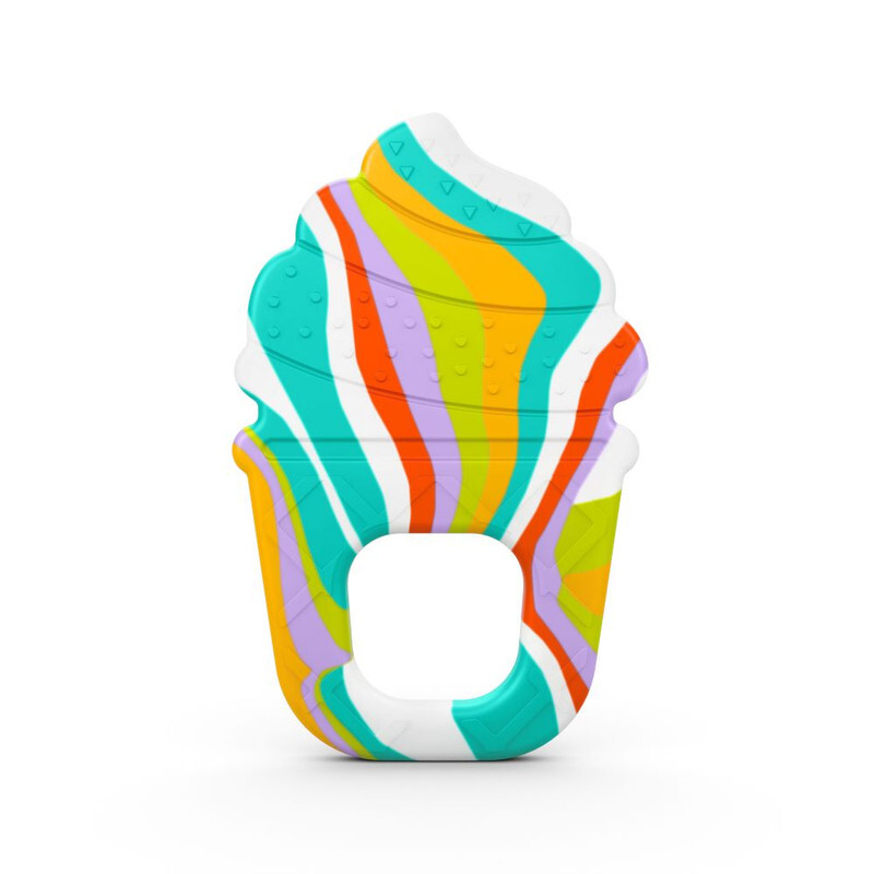 Bright Starts - Soothing Soft Serve Silicone Teether, Easy-Grasp Ice Cream Cone, BPA Free, Unisex, 3 Months+