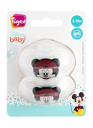Tigex Mickey Soft Touch Friends Silicone Pacifiers, 2 Pieces, Multicolour