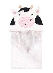 Hudson Baby Animal Cow Woven Terry Hooded Towel, 0-3 Months, White
