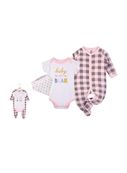 Hudson Baby Lattice Layette Set for Baby Girls, 3 Pieces, 3-6 Months, Pink