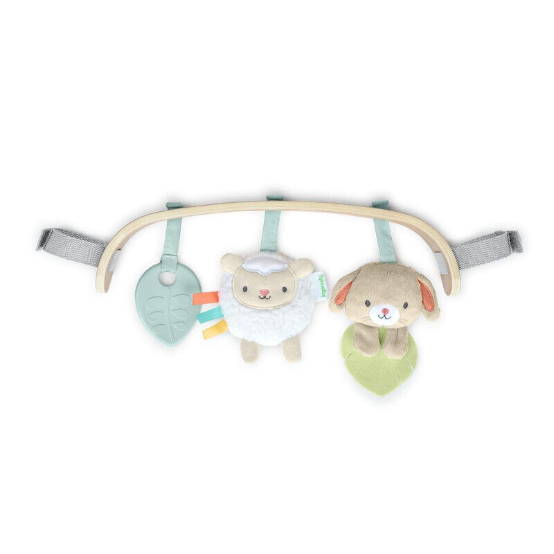 

Ingenuity - Soothing Essentials Wood Carrier Toy Bar, Montesorri-Inspired, 3 Removable Toys, for Ages 0-12 Months