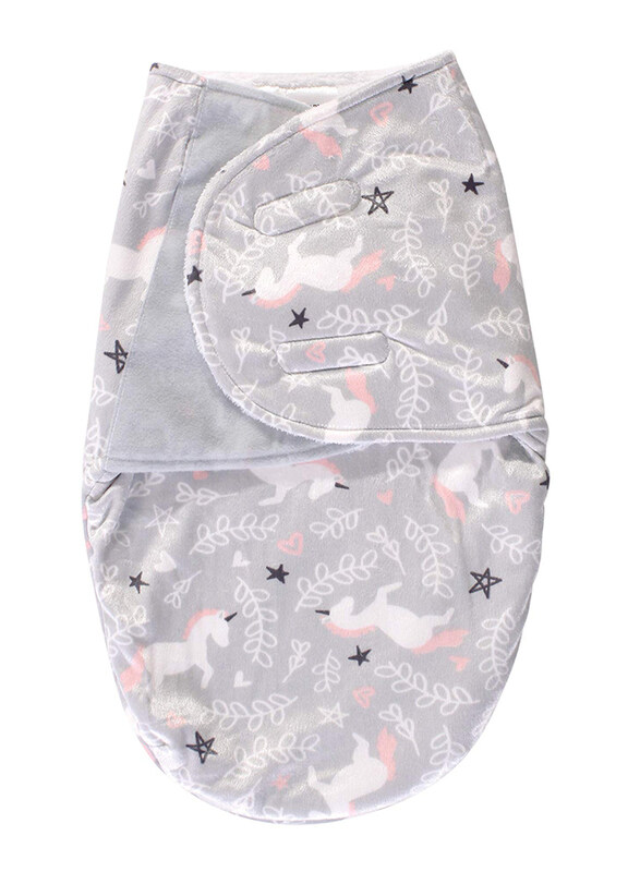 

Hudson Baby Unicorn Plush Swaddle Wrap for Baby Girls, 0-3 Months, Grey