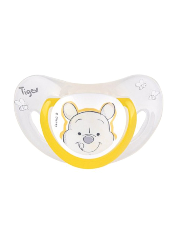 Tigex Winnie Physiological Silicone Pacifiers, 2 Pieces, Yellow/White