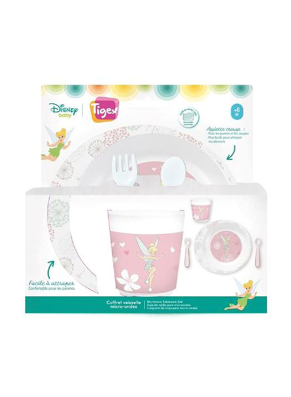 Tigex 3-Piece Tinkerbell Feeding Set, Pink/White