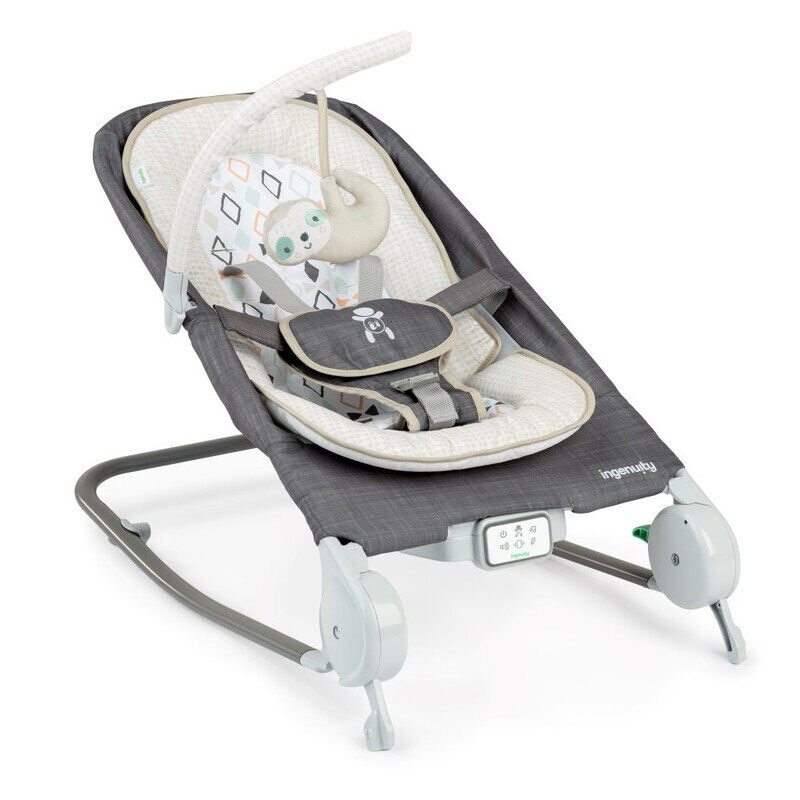 

Ingenuity - Happy Belly Rock-to-Bounce Massage Seat, Bouncer and Rocker Seat, 5-point harness, 0 - 6 months -Parker