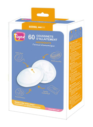 Tigex Normal Absorbent Breast Pads, 60 Pieces, White