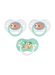 Tigex Fish Reversible Silicone Pacifiers, 0-6 Months, 3 Pieces, Multicolour