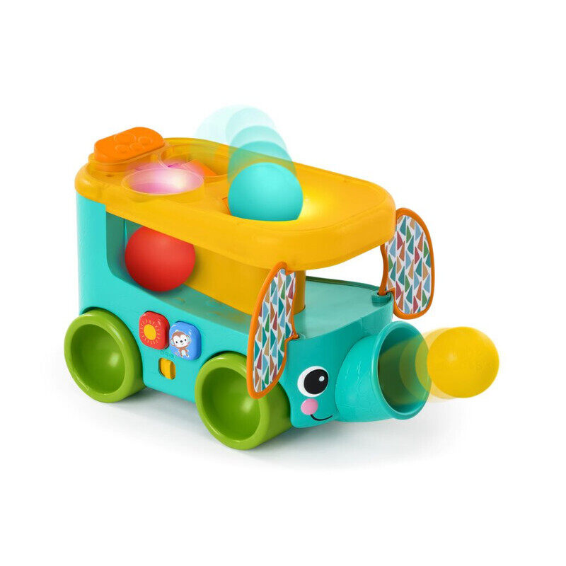 

Bright Starts - Pop & Roll Safari Bus Ball Play Toy, Lights & Sounds, Multiple Play Options, Ages 6 months +