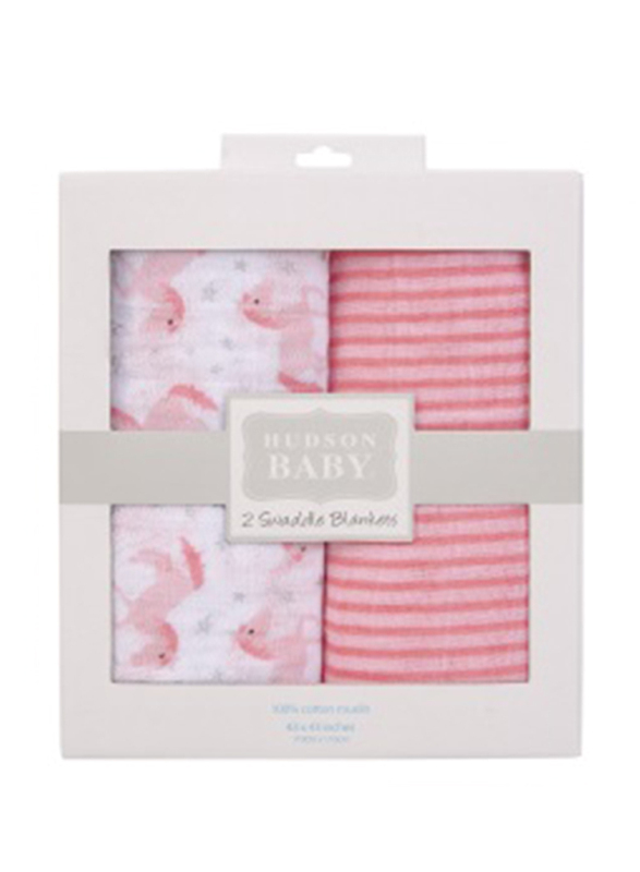 Hudson Baby Rugby Muslin Swaddle Blankets Baby Unisex, 2 Pieces, 0-3 Months, Multicolour
