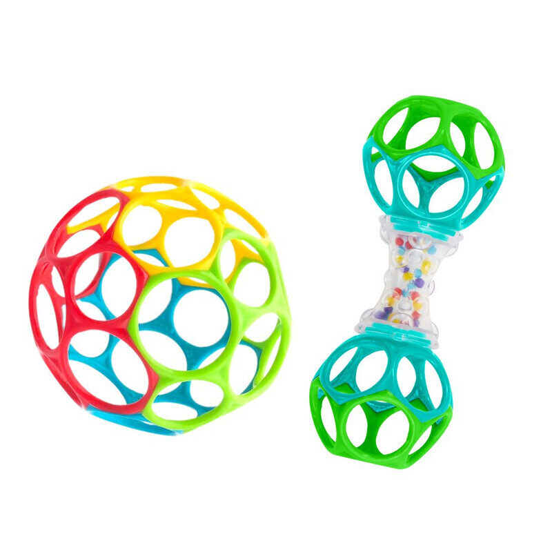 Bright Starts - Grasp The Day, Ball and Rattle Toys 2-Pack, BPA Free, Unisex, Newborn+