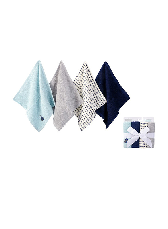 

Hudson Baby 4-Piece Anchor Woven Terry Cotton Wash Cloths for Baby Boys, 0-6 Months, Multicolour