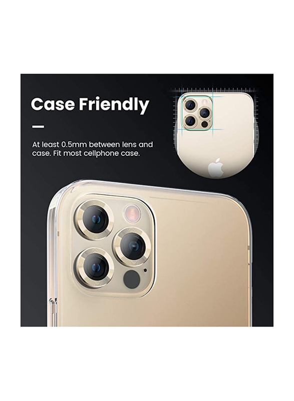 Yuwell Apple iPhone 12 Pro Max Tempered Glass Camera Lens Protector, Gold