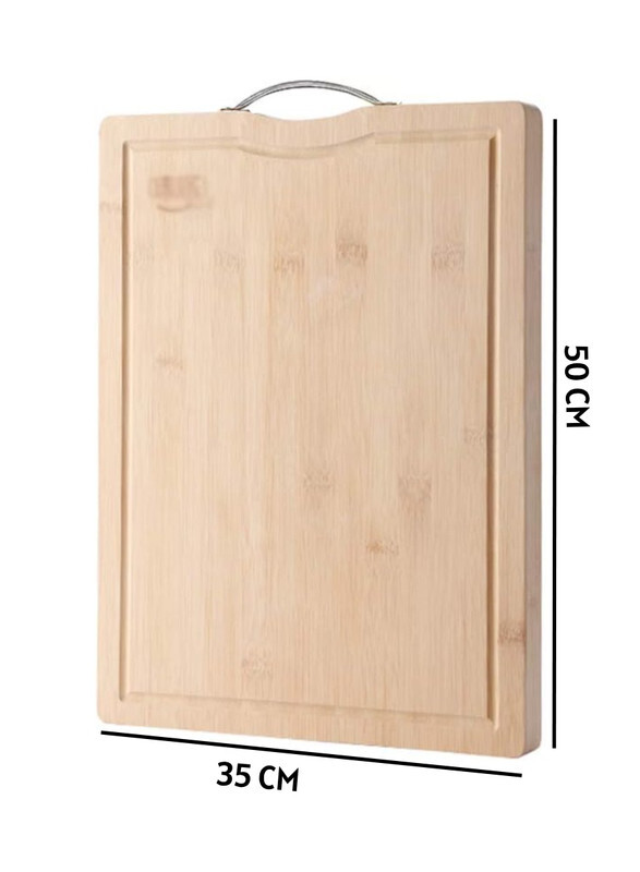 3 Pcs Set Bamboo Cutting Boards For Kitchen Wooden Cutting Board For Chopping Meat, Vegetables, Fruits, Cheese, Knife Friendly Serving Tray With Handles 50X35CM, 40X30CM And 45X32CM