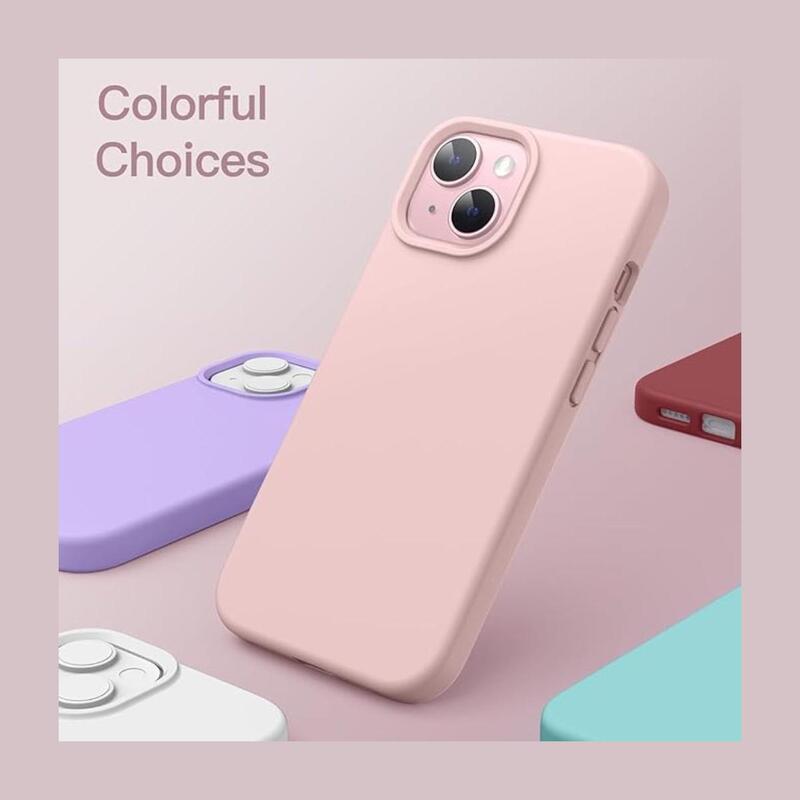 iPhone 15 Plus Case Silicone Phone Case Shockproof Protective Case Cover Anti-Scratch Microfiber Lining 4 Layers Ultra Slim iPhone Case 6.7 Inch iPhone 15 Plus Silicone Case Pink