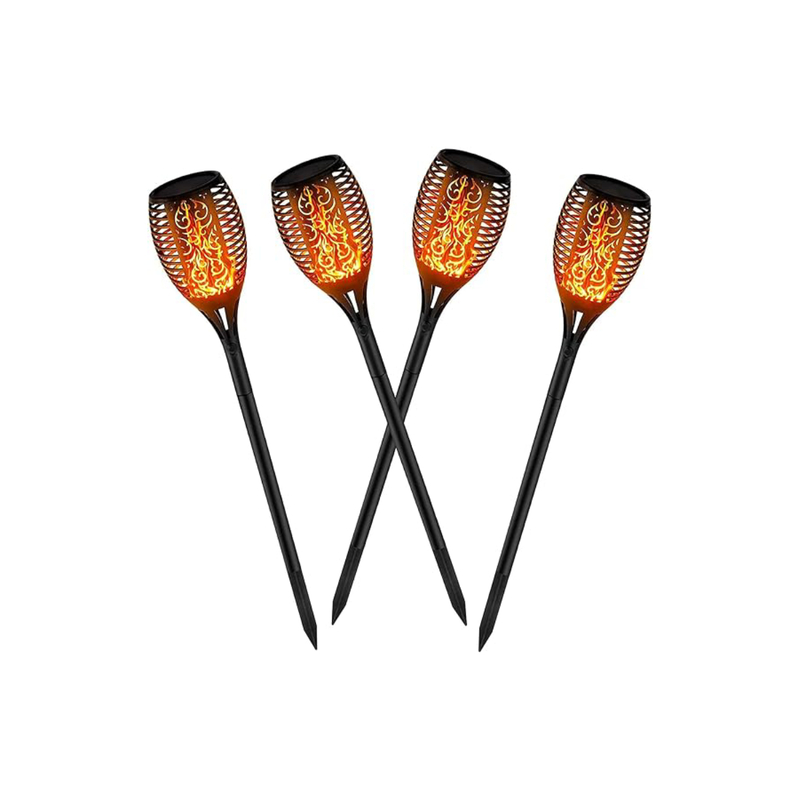 Pack Of 4 Pcs Solar Lights Upgraded Camping Light 51.5CM Waterproof Flickering Flames 33 LED Torches Lights Outdoor Solar Landscape Decoration Lighting Auto On/Off Pathway Lights For Garden Patio Yard