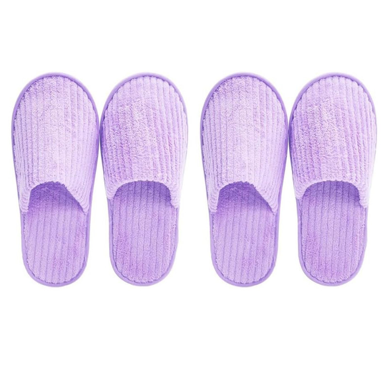 SPA Slippers 2 Pair Disposable Bathroom Slippers Thick Soft Cotton Velvet Hotel Slippers For Home And Travel Unisex Slipper Men And Women Slippers Universal Size UK 10-11 EU 44-45 Fit Purple