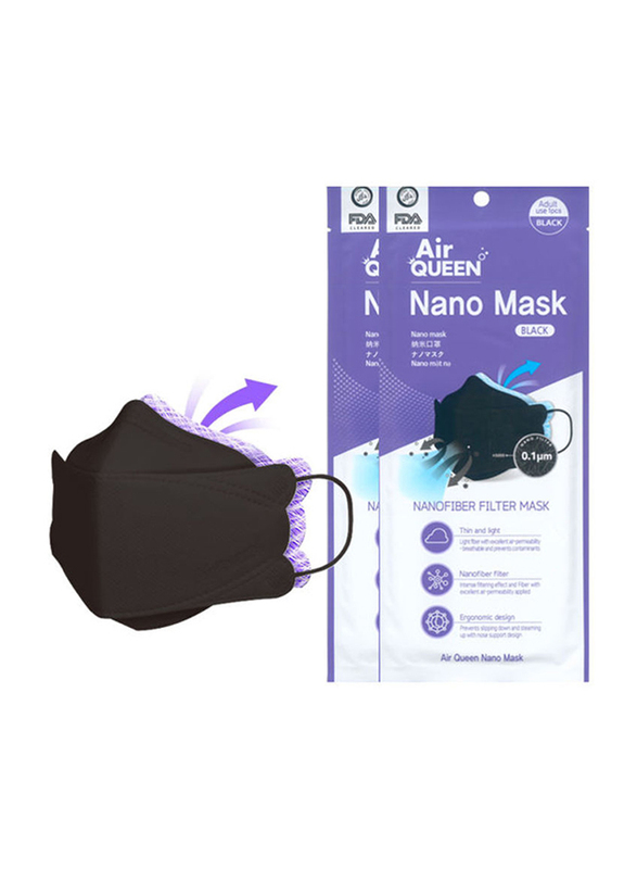 Air Queen Nano Face Mask, Black, 20 Pieces