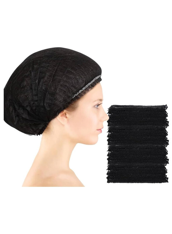 200 Pcs Disposable Hair Hat Net Cap Non-Woven Head Cover Hat For Food Catering Kitchen And Restaurants Hair Net Black