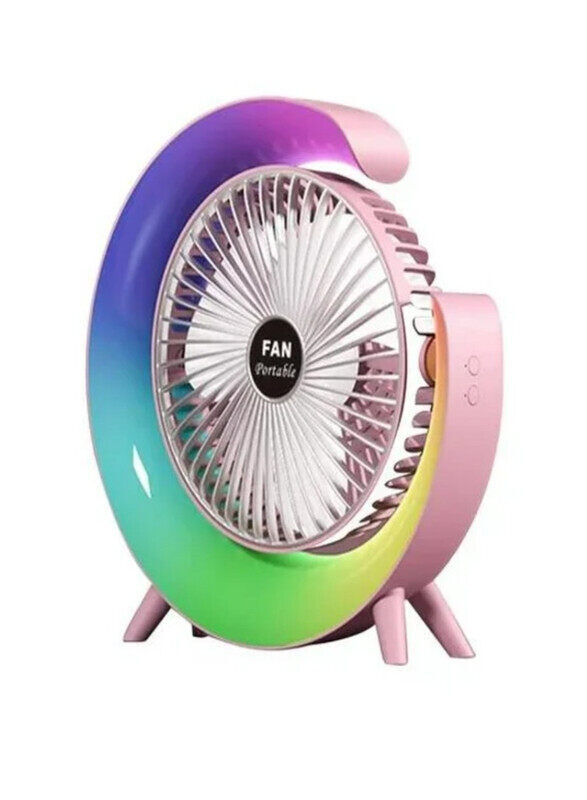 

Yuwell Portable Table Fan Led Decorative G Table Lamp Small Fan Mute USB Charging Colorful Fan Mini Desktop Fan Air Circulation 3 Wind Speed 5 Speed Lights M