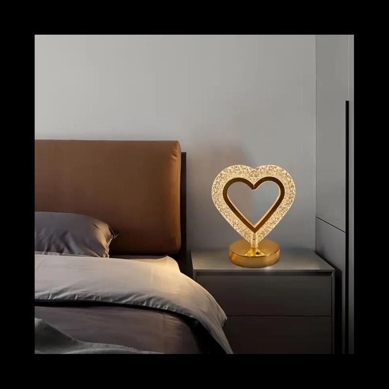 Crystal Table Lamp Heart Lamp With USB 3 Color Changing Option Crystal Lamp LED Light Lamp With 3 Light Intensities Tactile Switch Desk Lamp