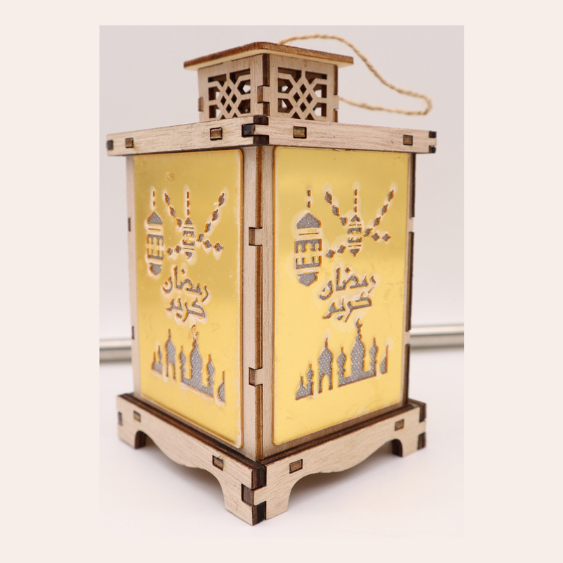 4 قطع خشبية فانوس رمضان رمضان كريم ديكور ضوء العيد مصباح فانوس للاستخدام الداخلي والخارجي ديكور ضوء رمضان