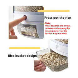 Grain Dispenser Lentil Dispenser 360° Rotating 6 Grid Food Dispenser Dry Food Dispenser Rotatable Sealed Rice Dispenser Food Container Storage Bucket For Kitchen 12KG