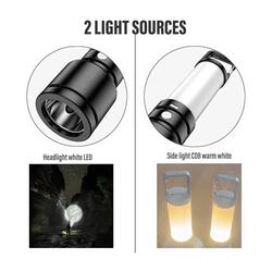 2Pcs Led Flashlight USB Rechargeable Torch Light Hanging Camping Lantern With Side Lamp Waterproof Outdoor Portable Light Flash Light Ideal for Camping Trekking And Outdoor Activities 4 Lighting Modes