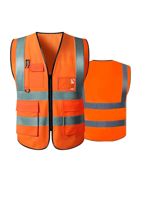 Reflective Safety Vest For Women And Men High Visibility Safety Jacket With Pockets And Zip For Easy To Wear 3XL