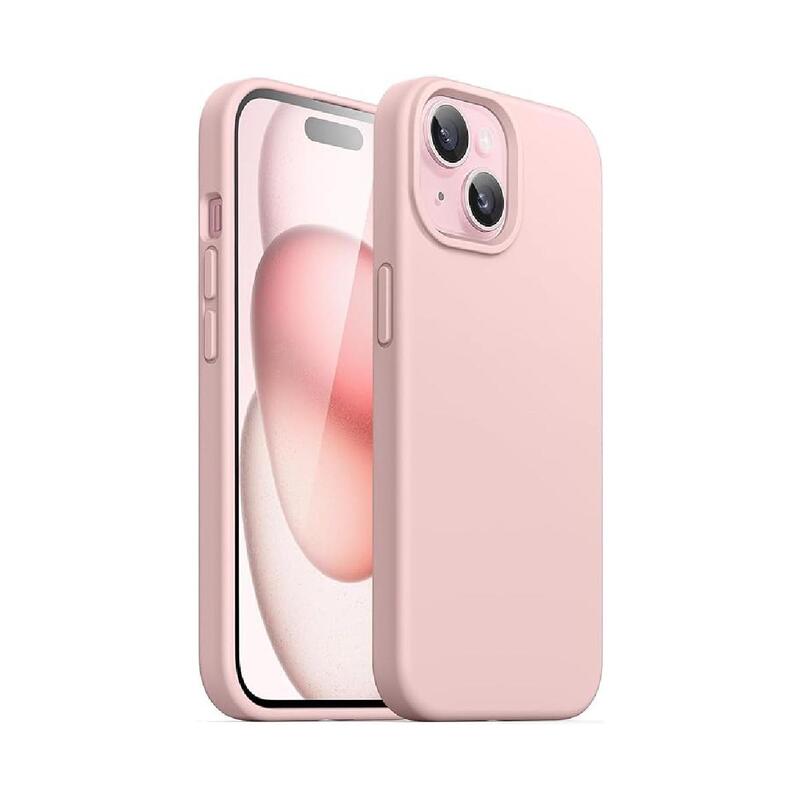 iPhone 15 Case Silicone Phone Case Shockproof Protective Case Cover Anti-Scratch Microfiber Lining 4 Layers Ultra Slim iPhone Case 6.1 Inch iPhone 15 Silicone Case Pink
