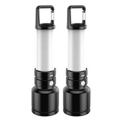 2Pcs Led Flashlight USB Rechargeable Torch Light Hanging Camping Lantern With Side Lamp Waterproof Outdoor Portable Light Flash Light Ideal for Camping Trekking And Outdoor Activities 4 Lighting Modes