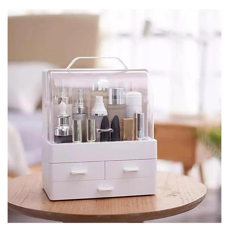 Makeup Perfume Organizer Cosmetic Desk Storage Stand Lotions Display Dust Proof Case Cosmetic Makeup Organizer Stand With Drawers Large Capacity For Your Jewelry And Makeup