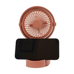 USB Fan Strong Wind Ultra Quiet Small Desk Fan Adjustable Rotation Mini Table Fan With Mobile Holder 2 Fan Speeds And 2 Light Modes Adjustable Fan Personal Fan For Home Office And Desktop Pink