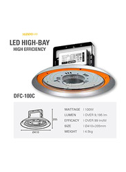 HippoLED High Bay Flood DFC Round Smarter Style Waterproof Indoor LED Light, 100W, 5700K, White
