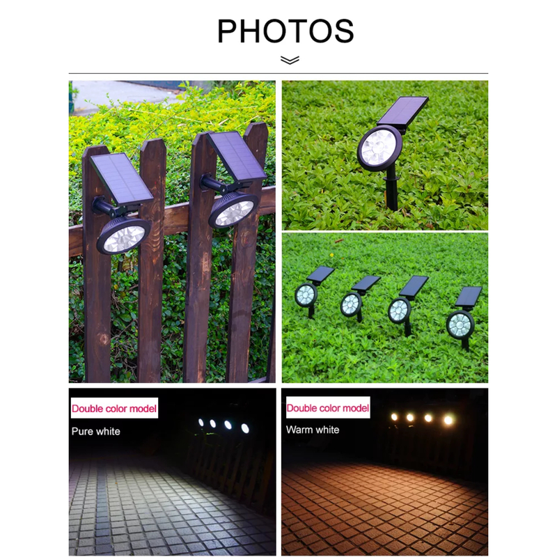 4-Pcs 9 Led Solar Solar Power Landscape Light Outdoor Waterproof Solar Walkway Spotlights Maintain 8-12 Hours Of Lighting For Your Garden, Landscape, Path, Yard, Patio, Driveway Multi Mode And RGB