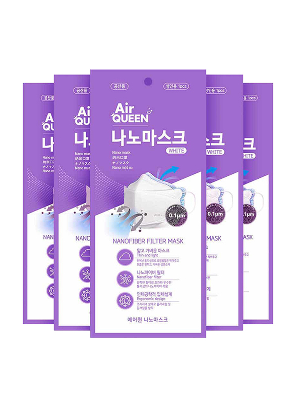 Air Queen Nano Face Mask, White, 10 Pieces