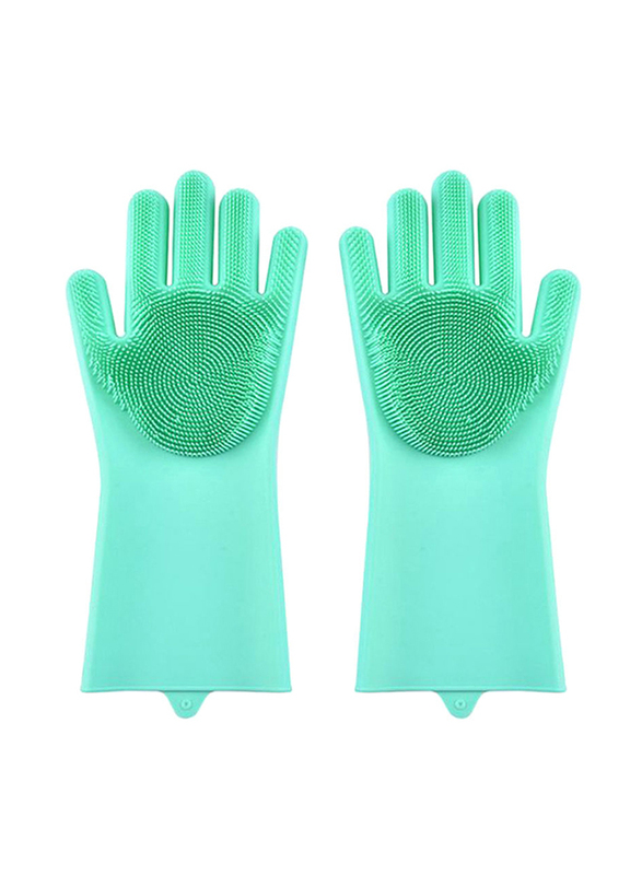 Yuwell Magic Silicone Gloves with Wash Scrubber, 1 Pair, Green