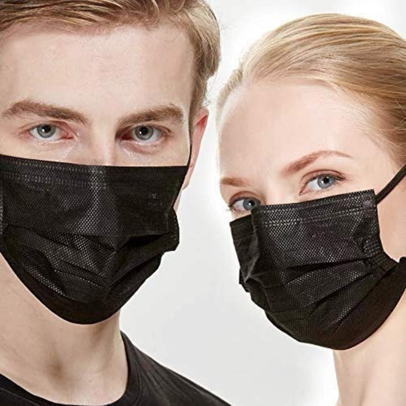MedOne Plus 3-Layer Protective Disposable Face Mask, Black, 50 Pieces