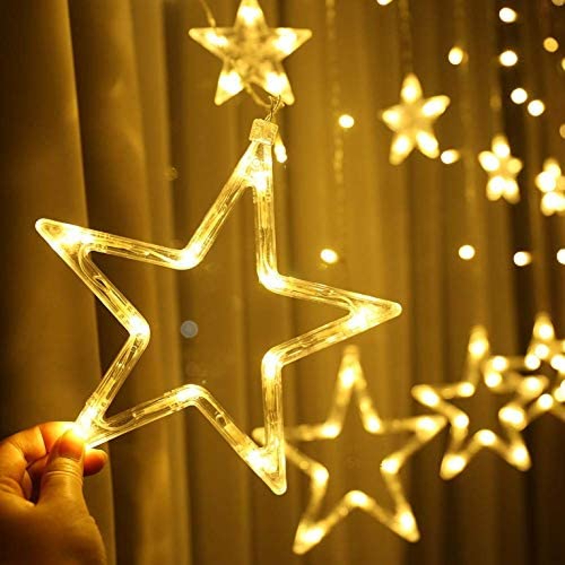 HippoLED Indoor/Outdoor Star with Moon Shaped Decoration Light for House Wedding Party, Warm White