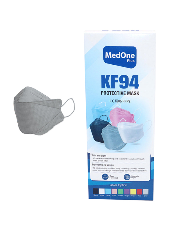 MedOne KF94 Protective Face Mask, Grey, 10 Pieces
