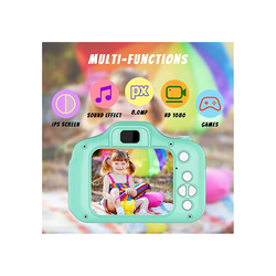 Yuwell Shockproof Mini Kids Camera with Soft Silicone Shell, Green, 4+ Years