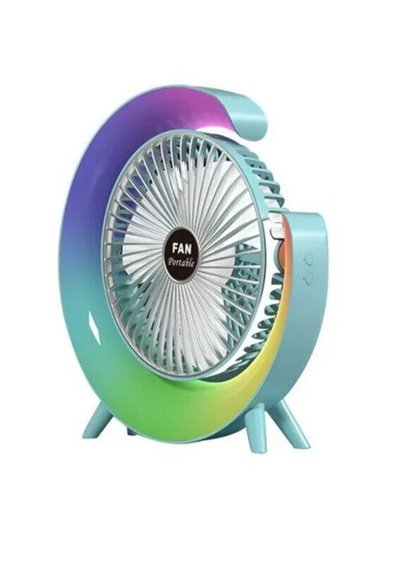 

Yuwell Portable Table Fan Led Decorative G Table Lamp Small Fan Mute USB Charging Colorful Fan Mini Desktop Fan Air Circulation 3 Wind Speed 5 Speed Lights M