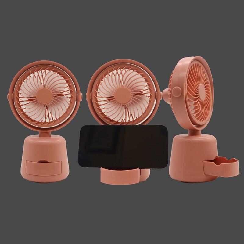 USB Fan Strong Wind Ultra Quiet Small Desk Fan Adjustable Rotation Mini Table Fan With Mobile Holder 2 Fan Speeds And 2 Light Modes Adjustable Fan Personal Fan For Home Office And Desktop Pink