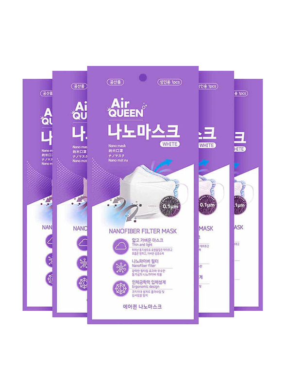 Air Queen Nano Face Mask, White, 20 Pieces