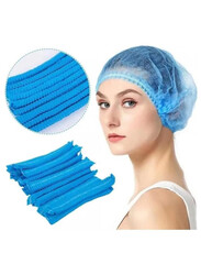 100 Pcs Disposable Hair Hat Net Cap Non-Woven Head Cover Hat For Food Catering Kitchen And Restaurants Hair Net Blue