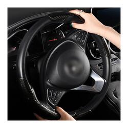 Carbon Fiber Steering Wheel Cover For Unisex Safe And Non Slip Car Steering Cover Universal Fit Car Steering Wheel Protector Carbon Texture For Auto Truck Van SUV Black