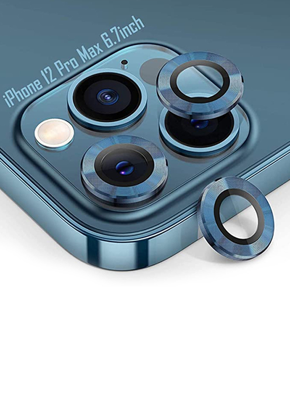 Yuwell Apple iPhone 12 Pro Max Tempered Glass Camera Lens Protector, Blue
