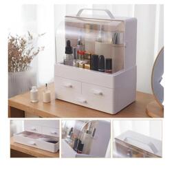 Makeup Perfume Organizer Cosmetic Desk Storage Stand Lotions Display Dust Proof Case Cosmetic Makeup Organizer Stand With Drawers Large Capacity For Your Jewelry And Makeup